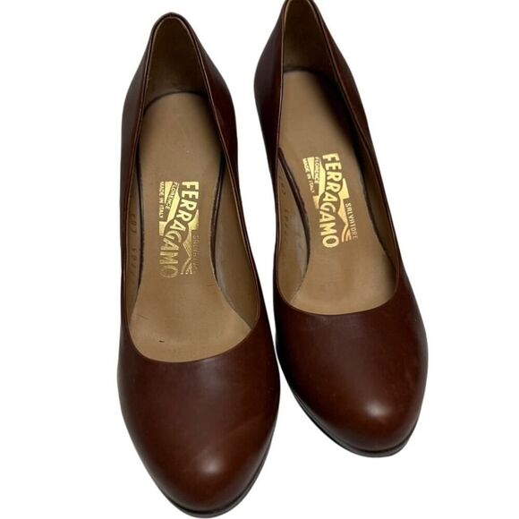 Salvatore Ferragamo Brown Tamina Heels Sz. 7 - Picture 2 of 9